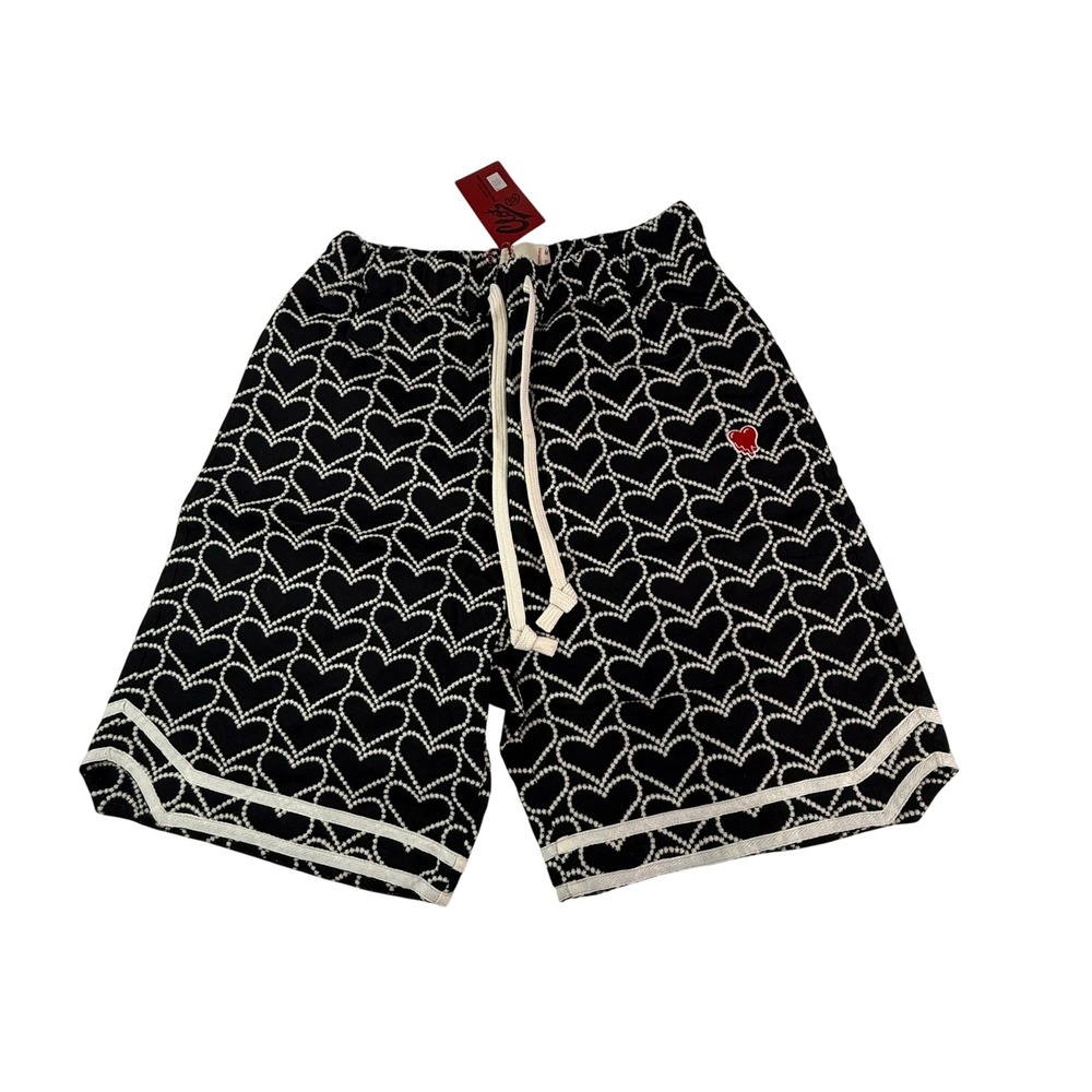 Emotionally Unavailable Heart Embroidered Basketball Shorts Medium NEW